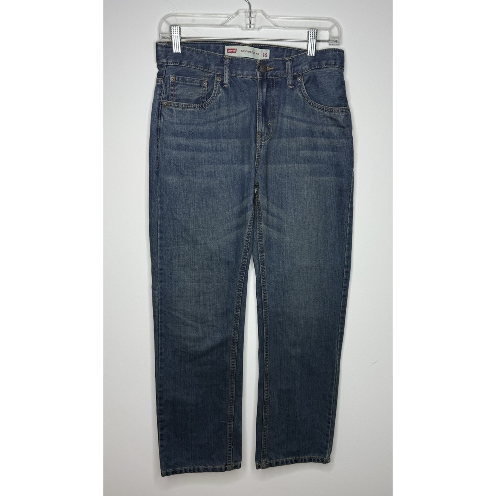 Levi's Jeans Boys 16 505 Regular Blue Straight Leg Adjustable Waist Denim